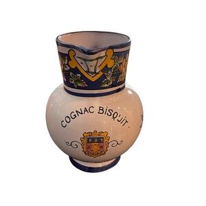 Faiencerie d’Art d’Angouleme Cognac Bisquit Pitcher Made In France “Le Renoleau”